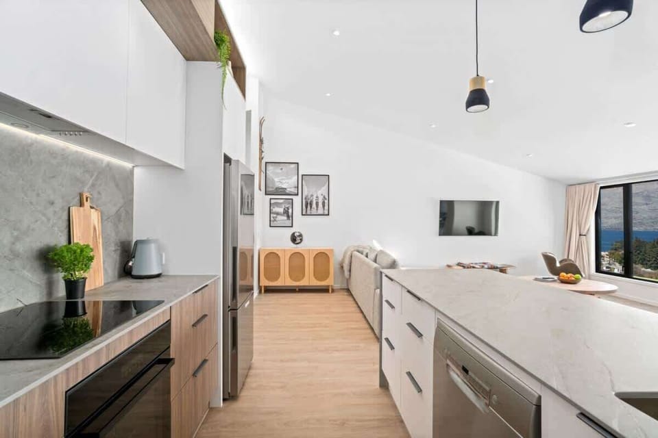 Open plan kitchen with stunning Queenstown views 