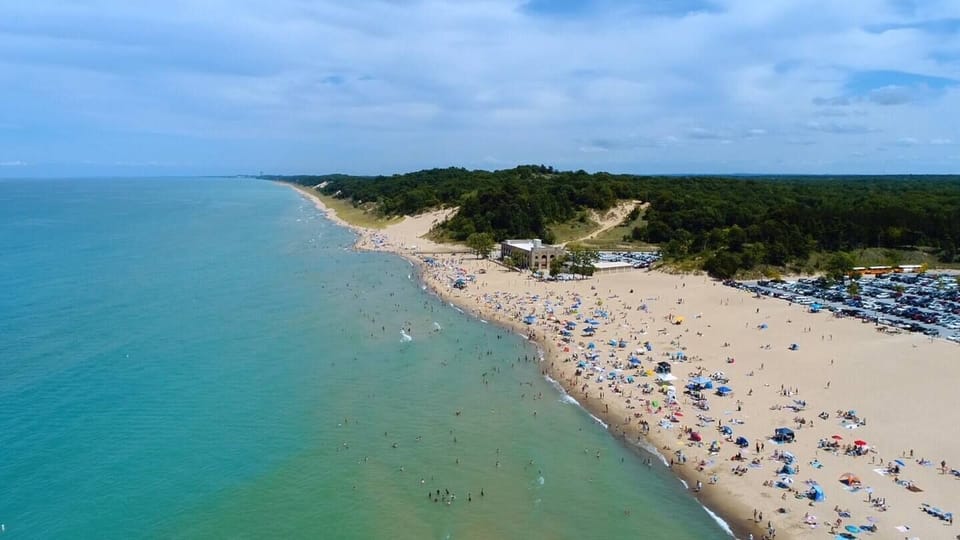 Sand beaches & hiking trails of Indiana Dunes State & National Park only 3 miles