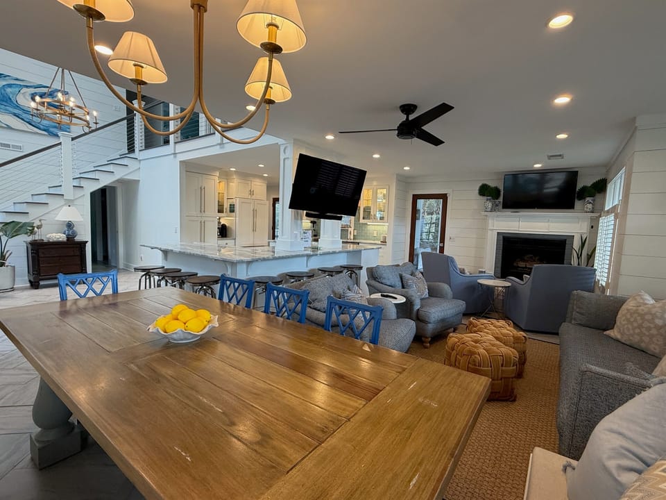 Open concept kitchen and living