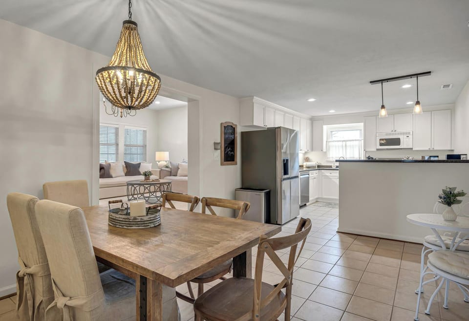 Dining table seats 6. another table to the right seats 2