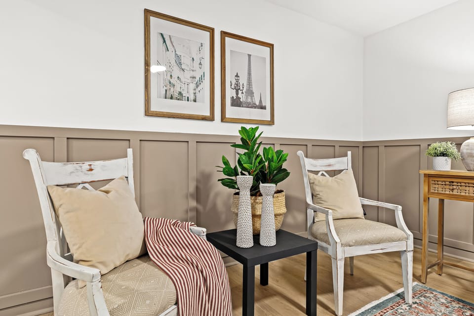 Whether you are looking to relax and watch a movie or curl up with a good book, this living room has everything you need to make your stay enjoyable.