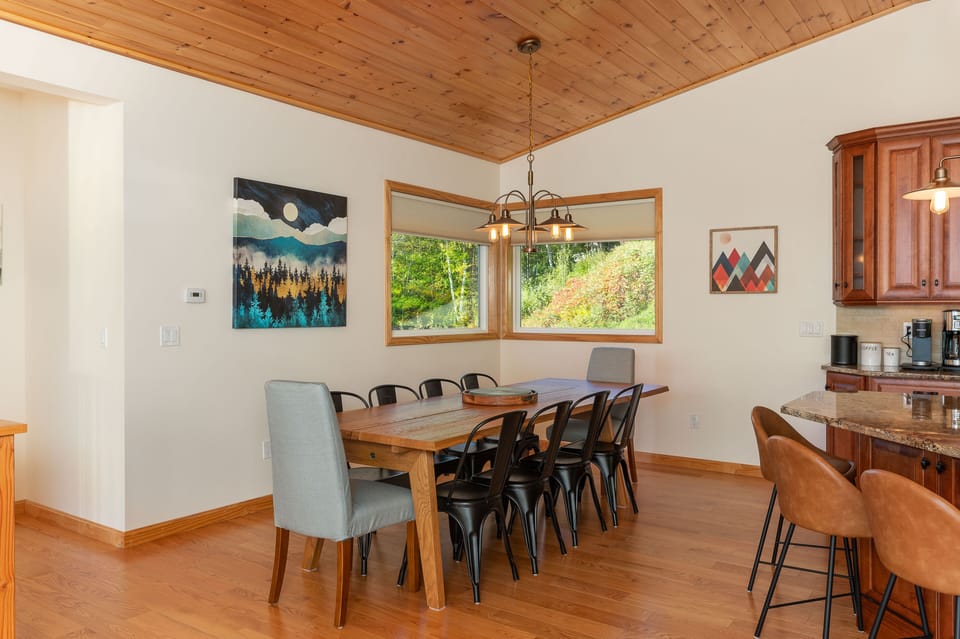 Dining room table w/ a leaf that extends to seat 12! Perfect for family dinners!
