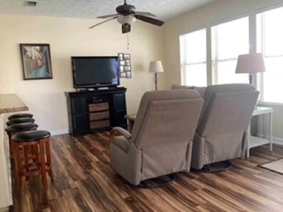Living room area. Fold out couch sleeps two.