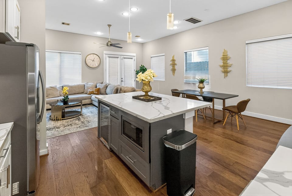 View of the kitchen counter tops