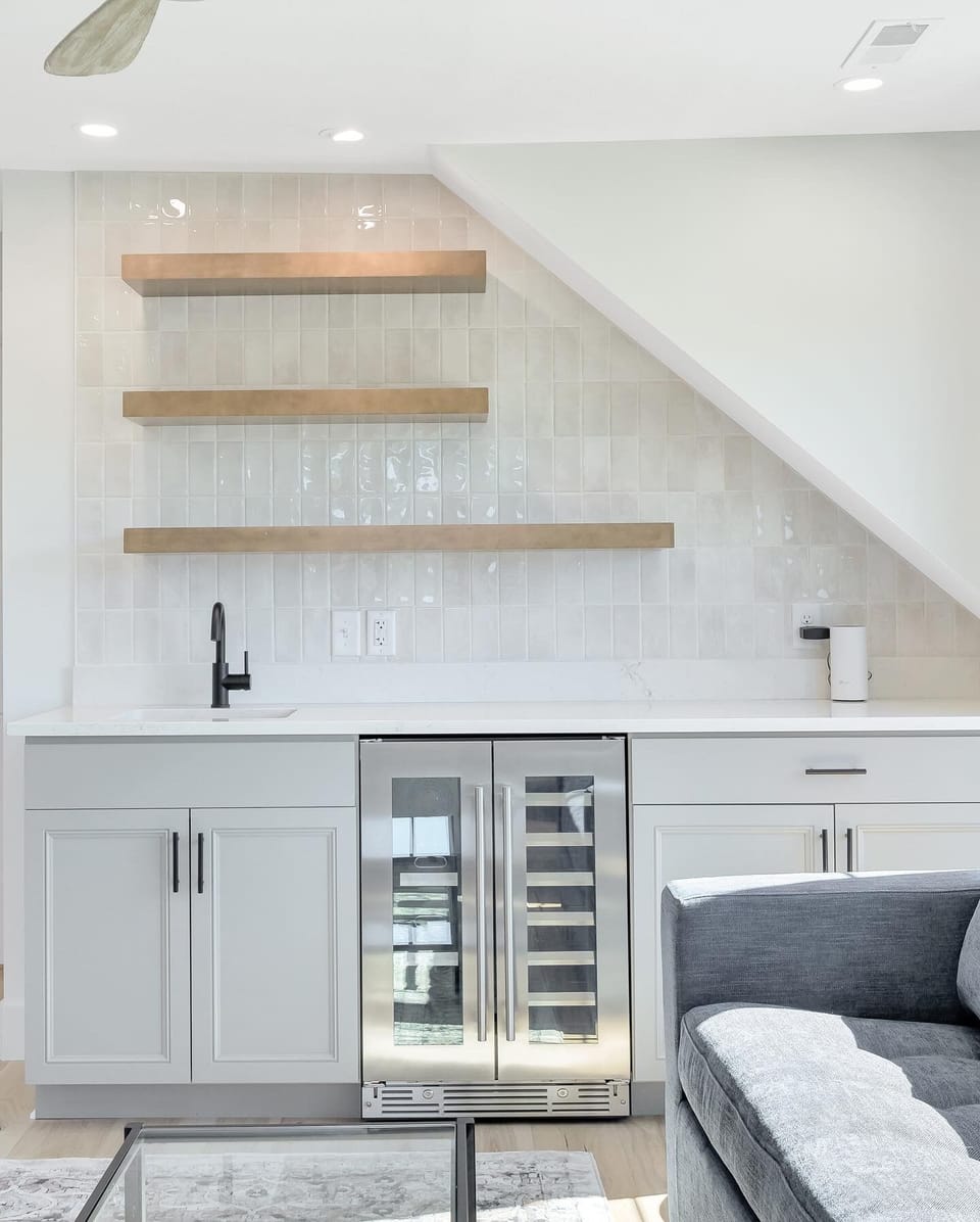 Upstairs wet bar. Drink refrigerator underneath!