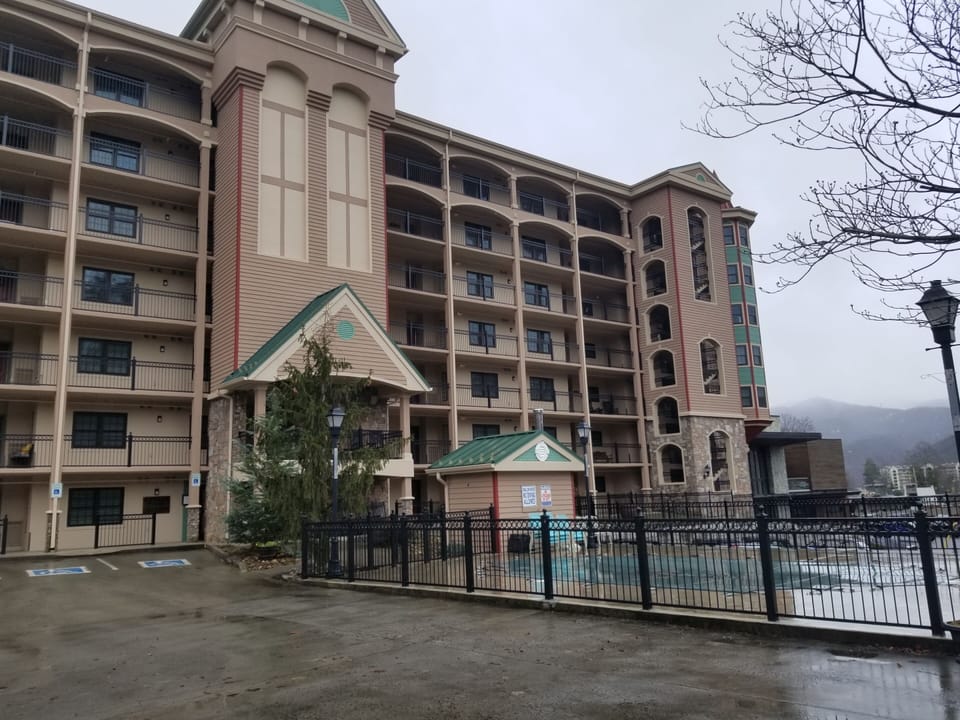 Front of the building. Pool is seasonal