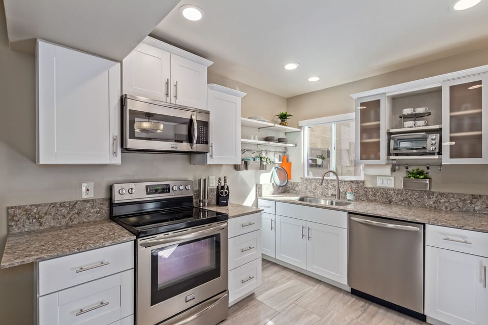 Kitchen with cookware and dishes...like home!