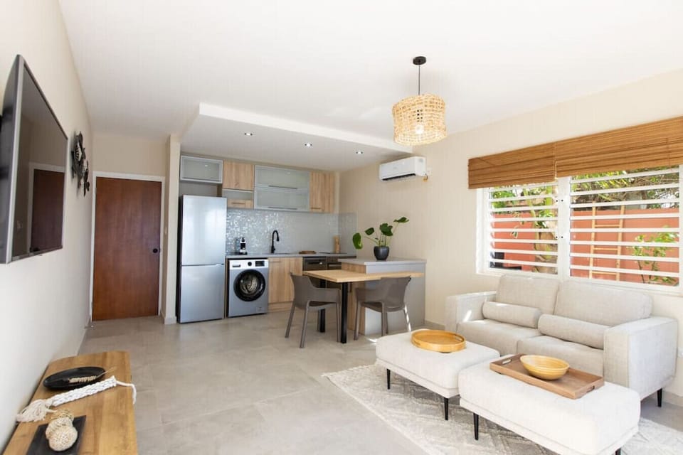 kitchen and living