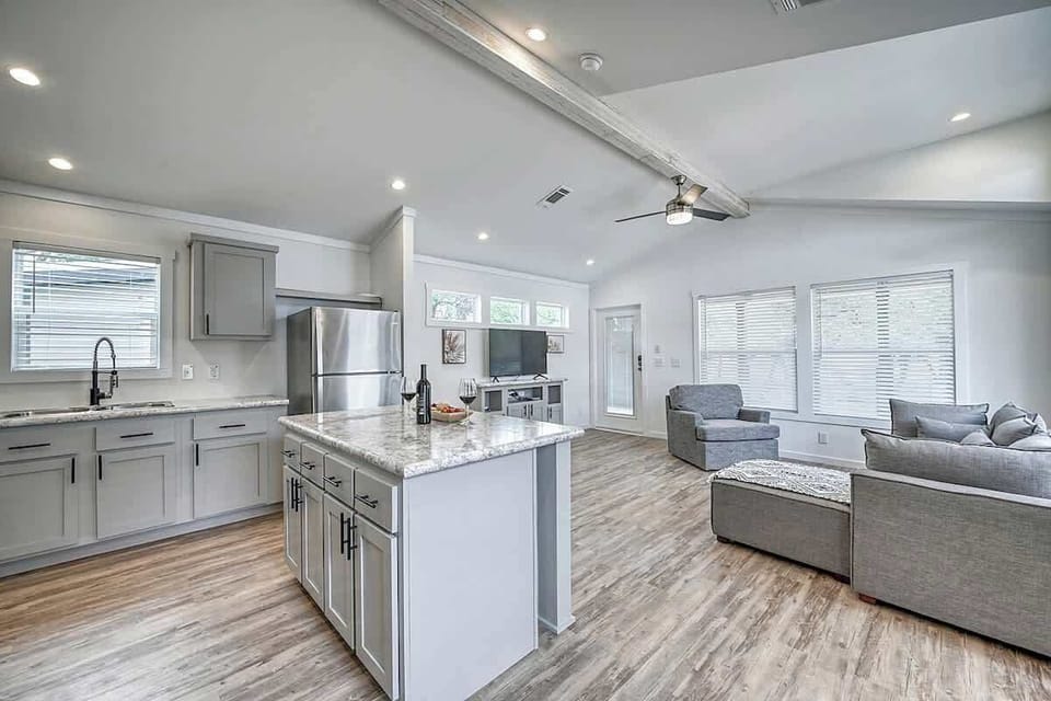 Spacious open living room and kitchen