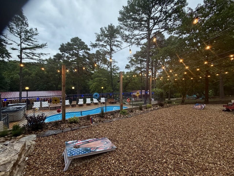 Cornhole area for evening fun