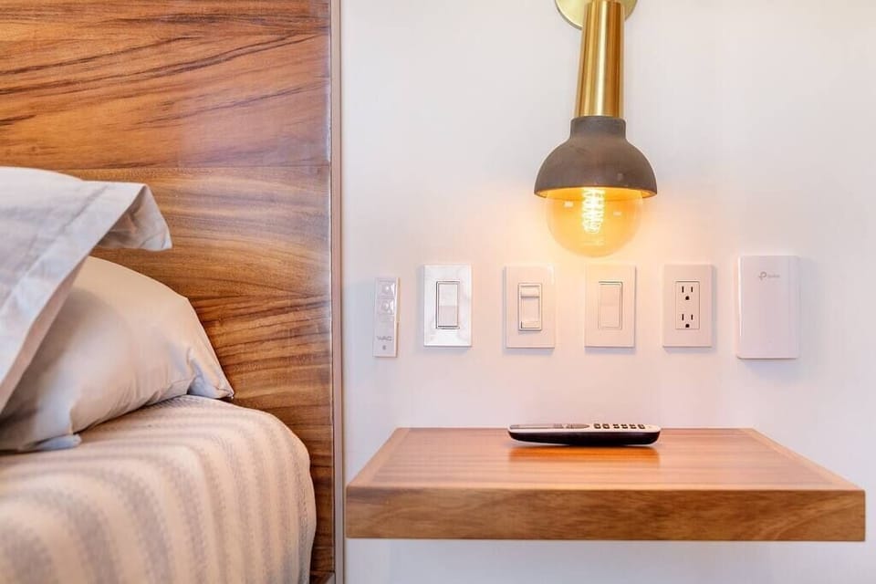 Soft beside lighting for better sleep. 