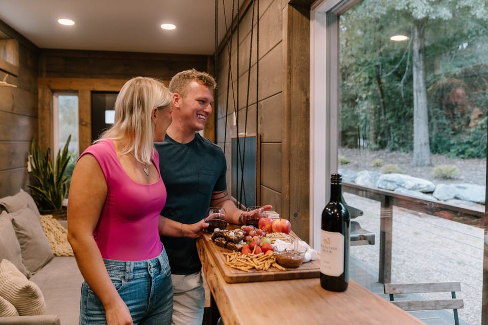 Make a charcuterie board and enjoy it on the giant charcuterie bar top table :)
