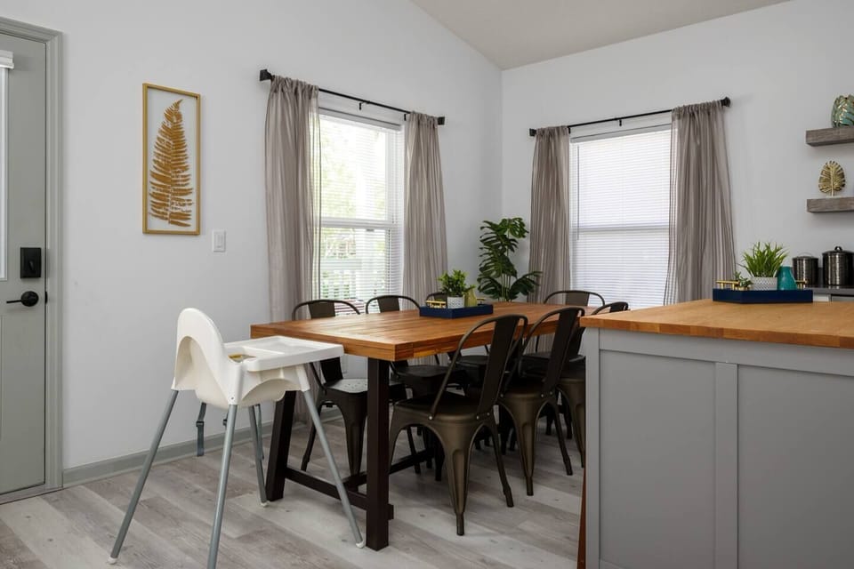 The home has a high chair so even the smallest family members can sit at the table