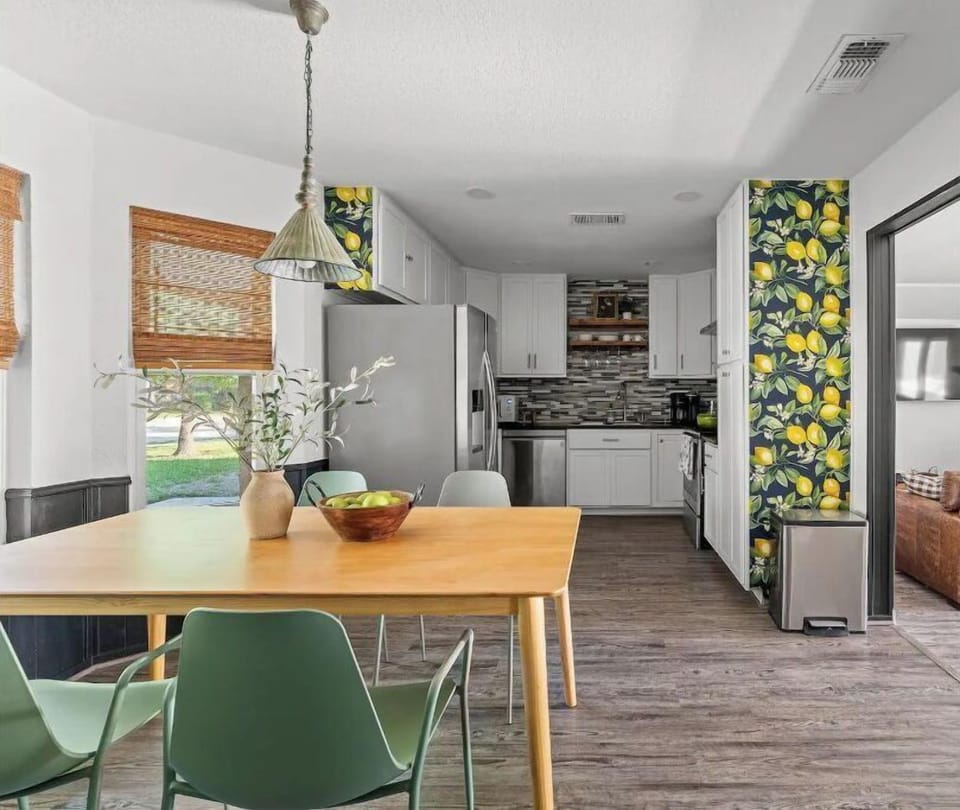 Vintage-inspired kitchen with a breakfast area.
