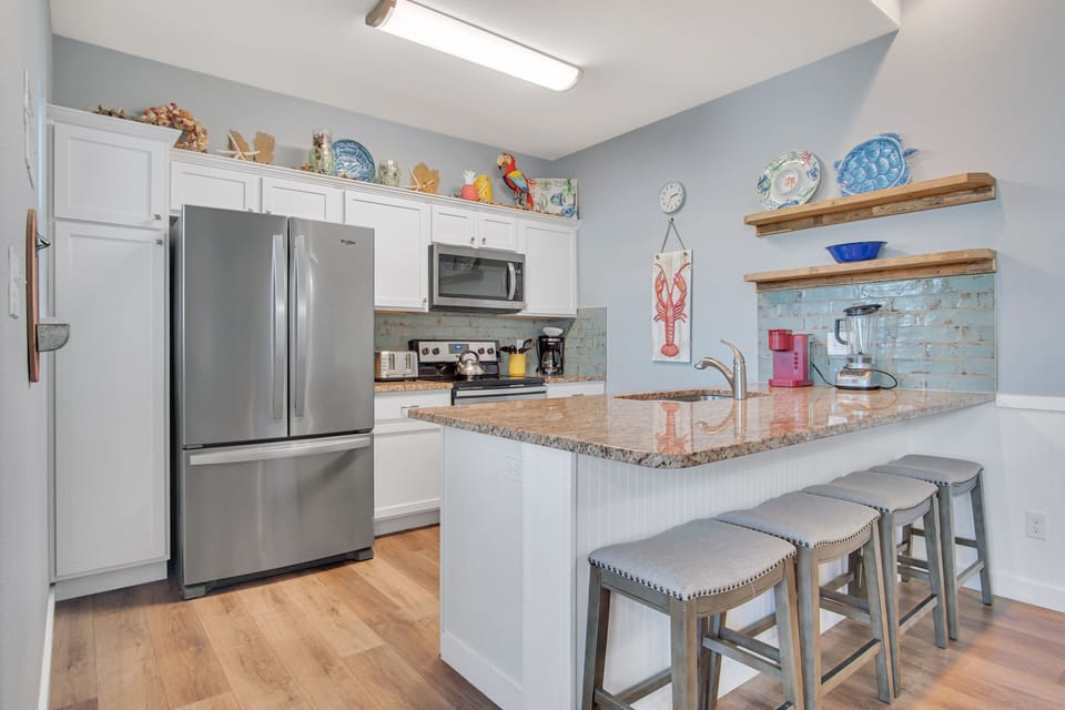 We have your kitchen necessities in the event you don't want to eat out for every meal.