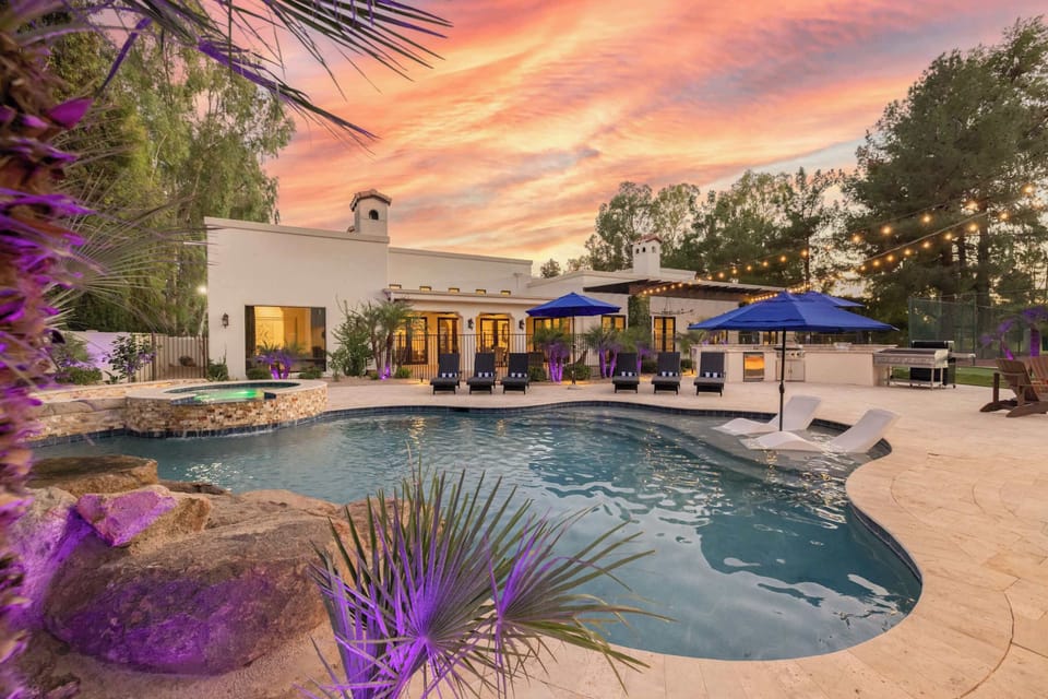 Immerse yourself in sunset grandeur and poolside leisure.