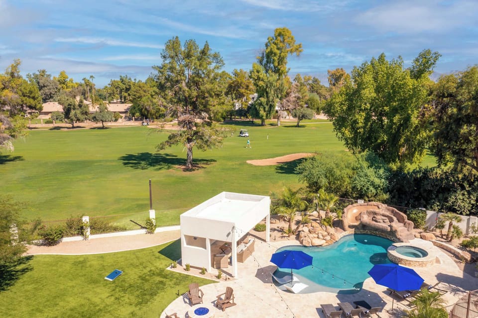 Swim, play, and watch the game from your exclusive grounds.