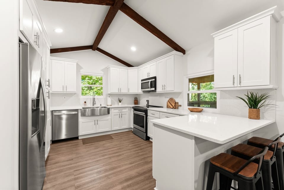 Enjoy cooking gourmet meals in the kitchen - well-stocked with everything you need. Granite countertops and stainless steel appliances.