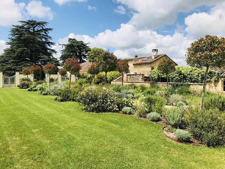 Next to the gardens and lawns