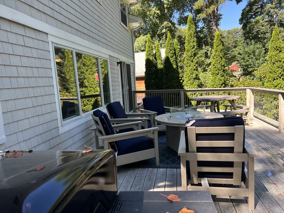 Large deck with grill