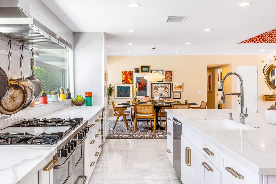 Open concept kitchen and dining area