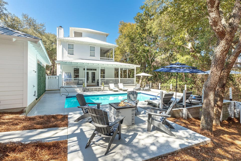 Sip a cup of coffee on the back porch, enjoy the sounds of nature from the pool, or have a glass of wine by the fire!