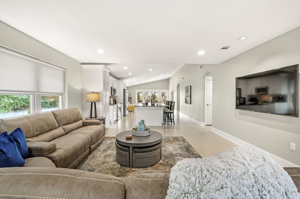 You won’t miss any of the action in this open concept space 