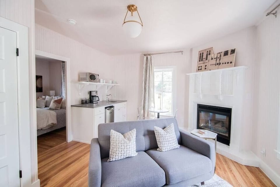Fireplace, Smart TV and comfortable sofa