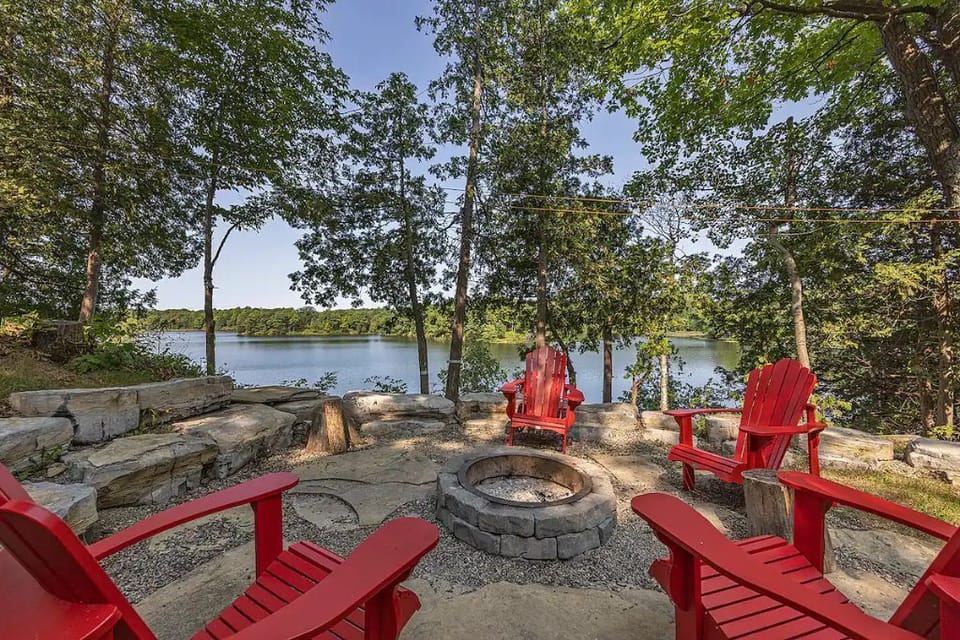 Camp fire at the edge of the lake
You are welcome to use our firewood when here