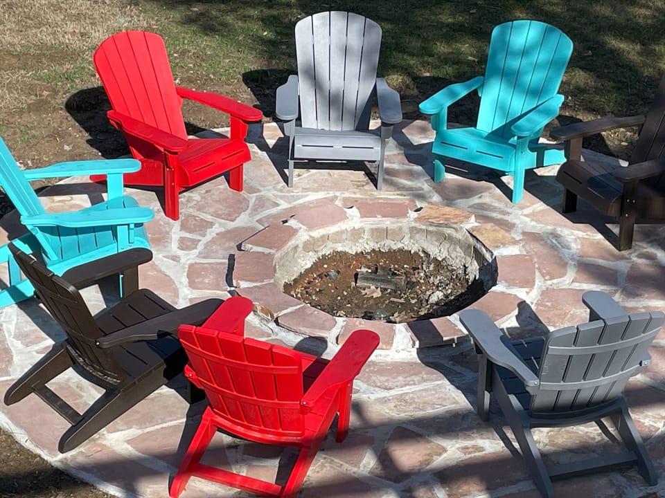 New Firepit.  Enjoy room for 8