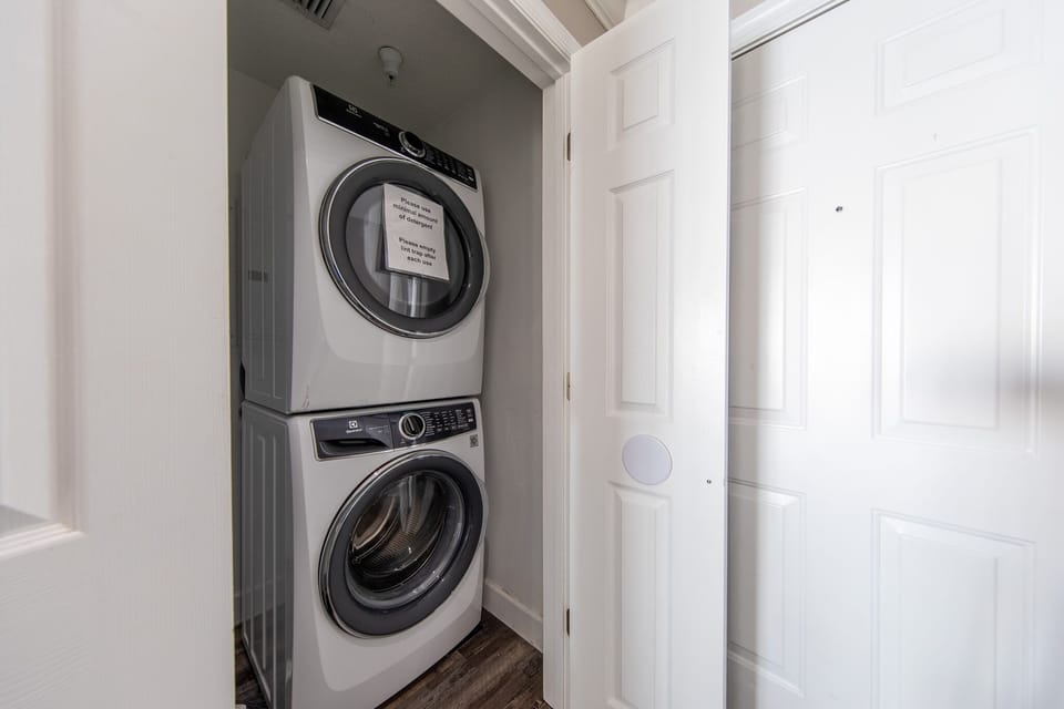 Washer and dryer in unit.