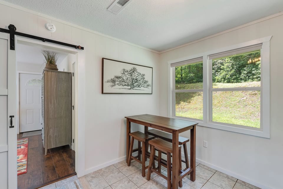 Dining area overlooking the backyard