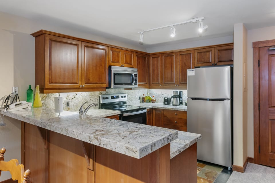 Indoors, Kitchen, Appliance, Refrigerator, Microwave