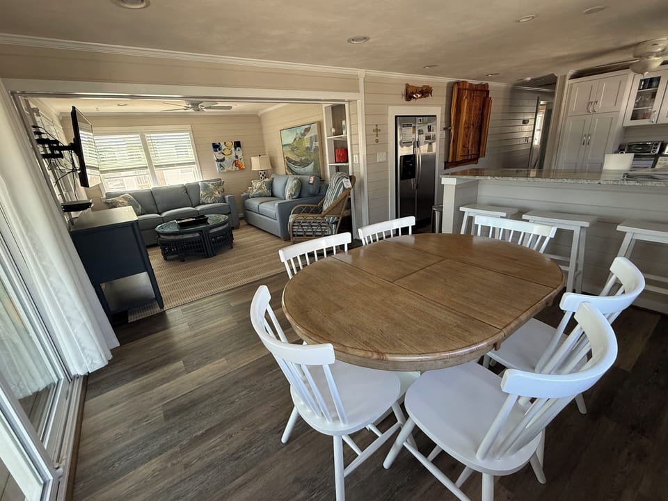 Dining area and living room