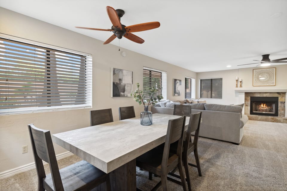 Main dining table overlooking lounge area 2 downstairs from the kitchen
