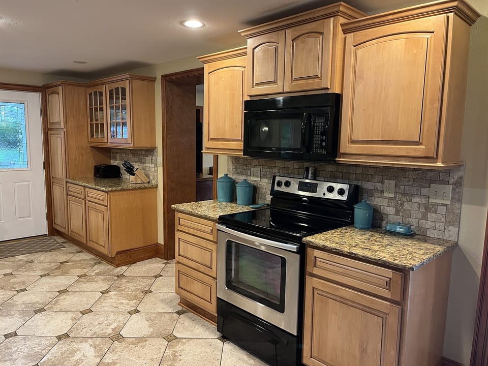 Kitchen with access to rear deck