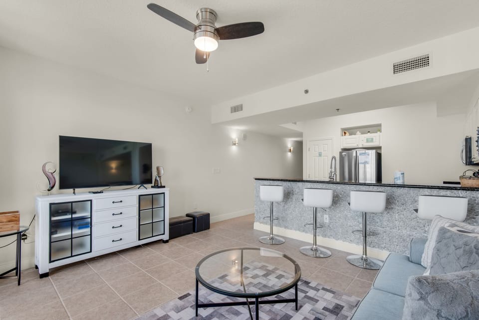 Enjoy a movie on the flat screen TV