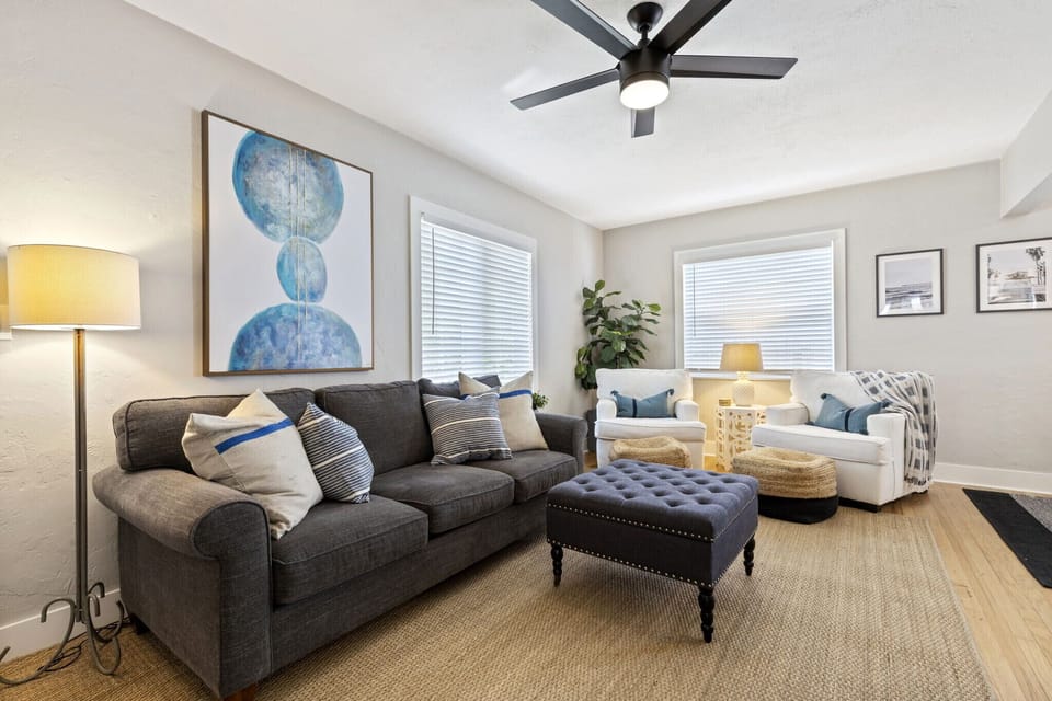 Beautifully decorated and cozy living room with ample space for all guests