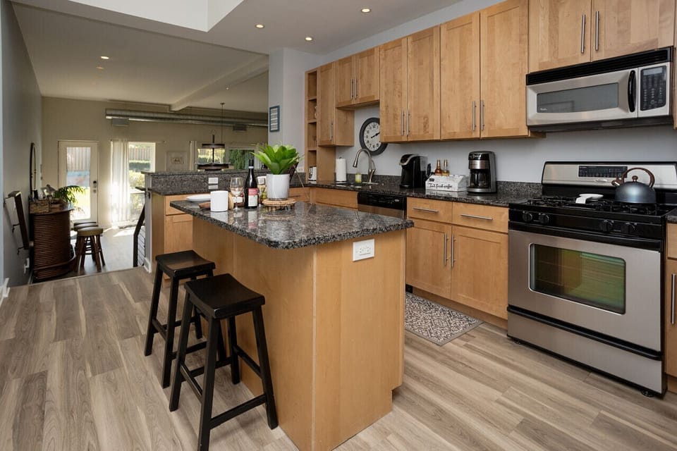 Our fully stocked kitchen offers all the comforts of home.