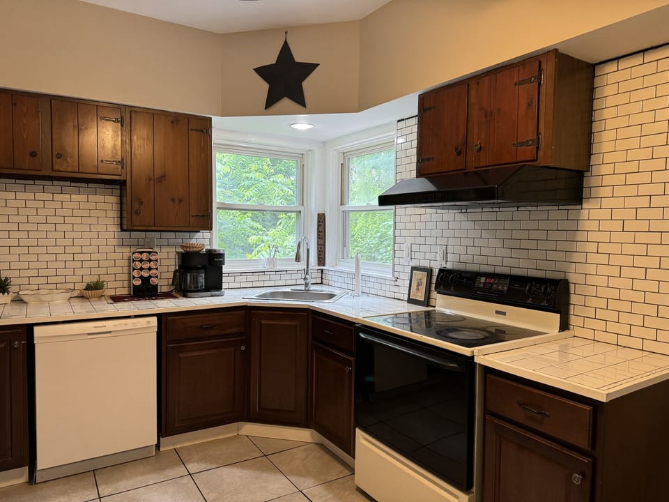 Kitchen with subway tile backsplash