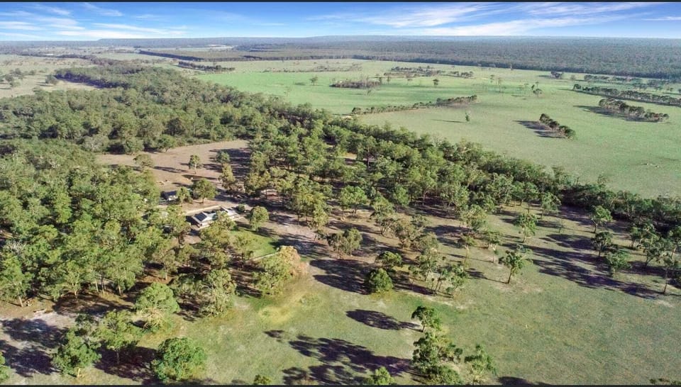 Ariel view of the property in summer.