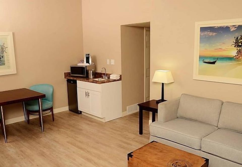 Settle in with easy snacks from the handy in-room kitchenette.