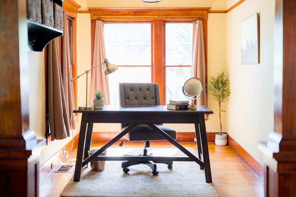 Dedicated workroom and desk.