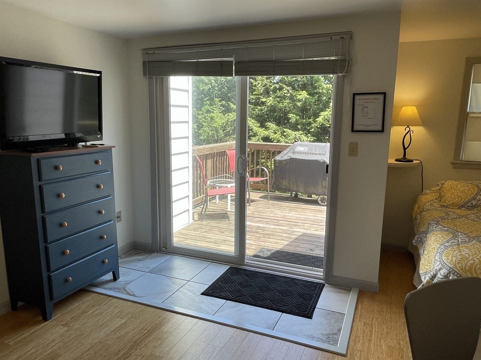 Studio space with deck beyond