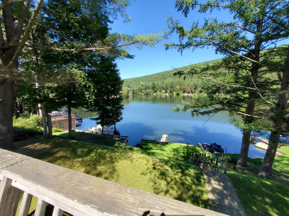 View from deck overlooking water