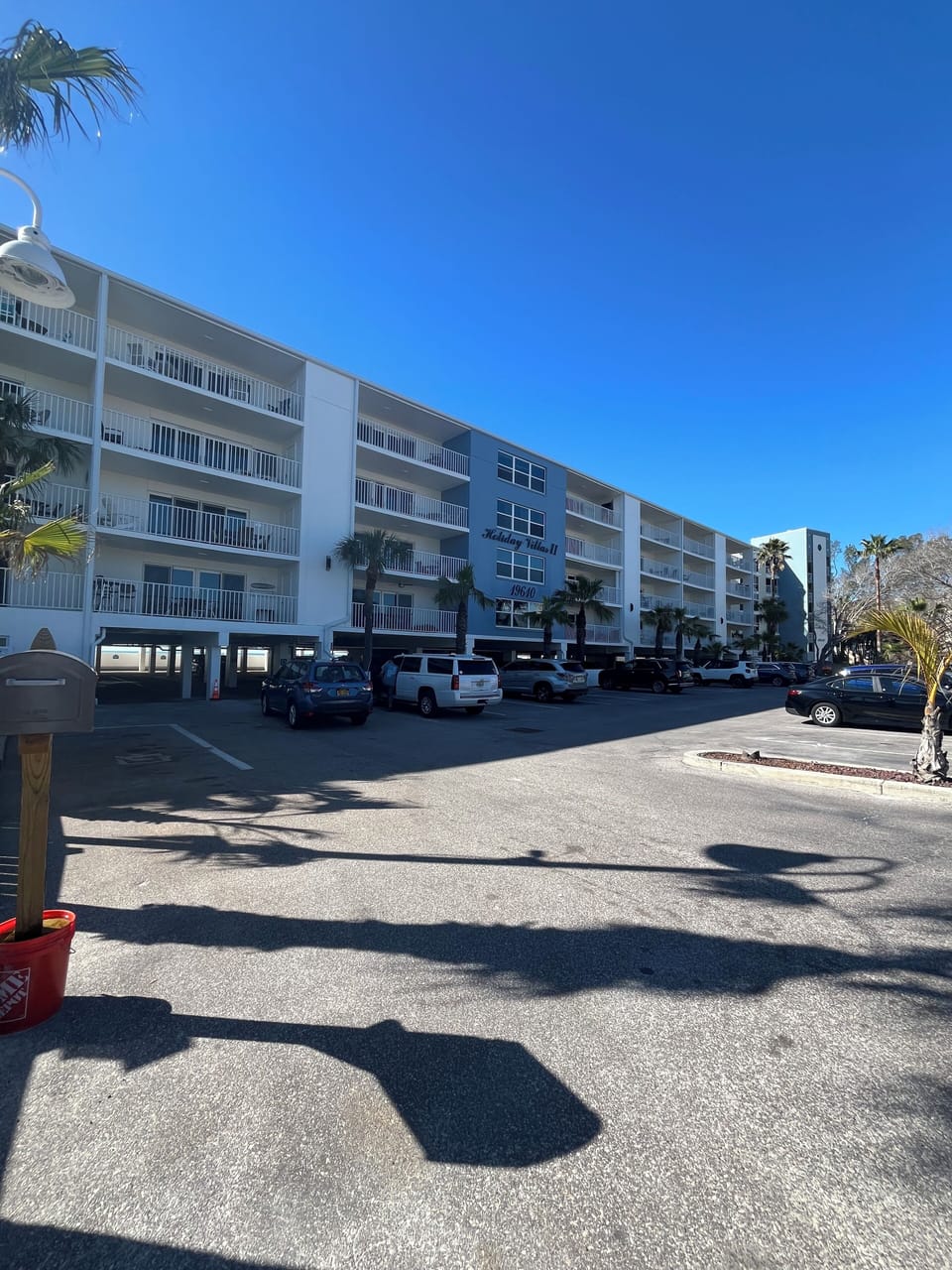 Designated parking stop is parking garage.