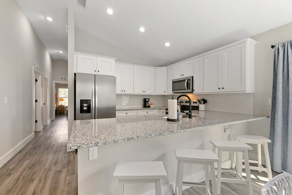 The gourmet kitchen comes fully equipped with everything you could need