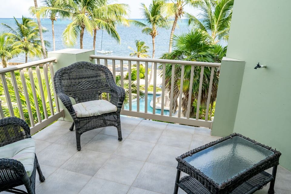 Third floor patio with views of the pool, beach and Caribbean sea