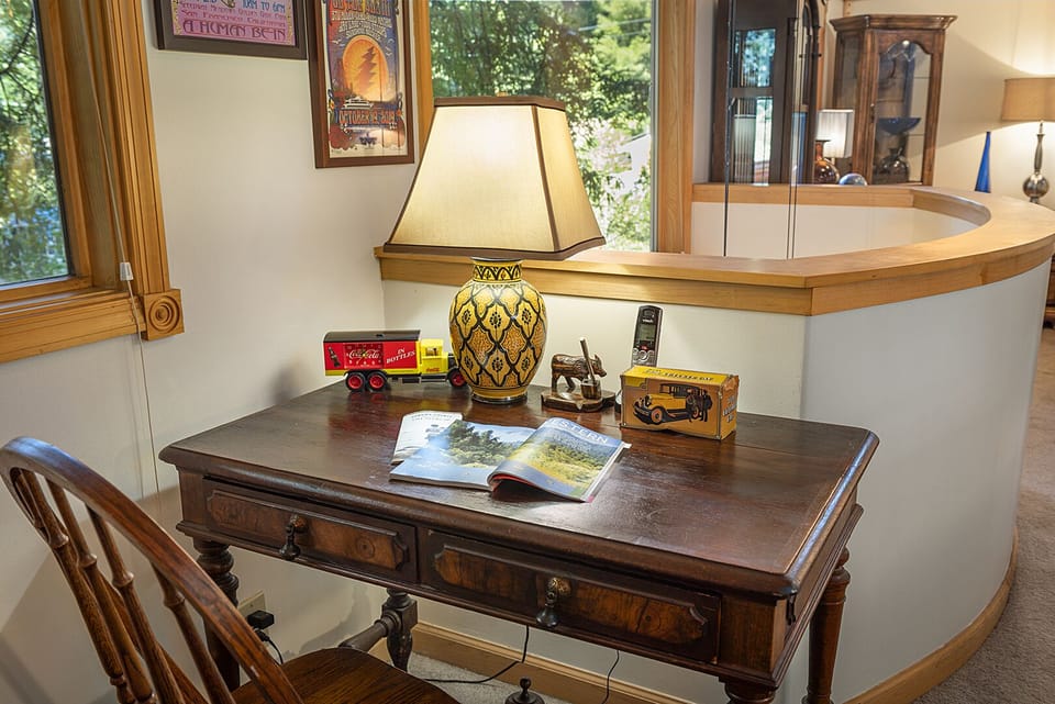 Enjoy the antique touches and view while you toil.