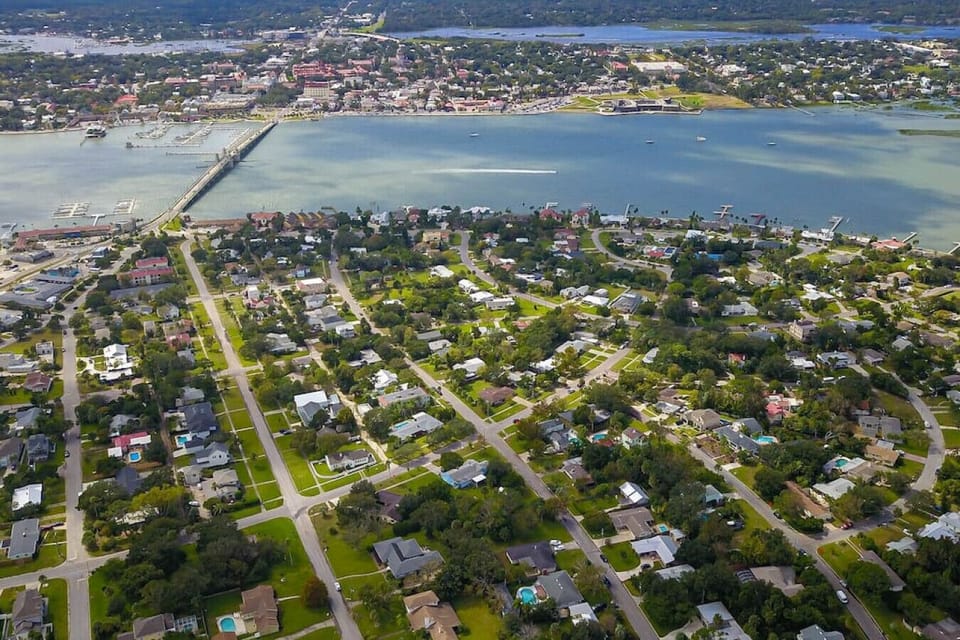 Aerial view of the Bridge of Lions, a stunning drawbridge over the Intracoastal